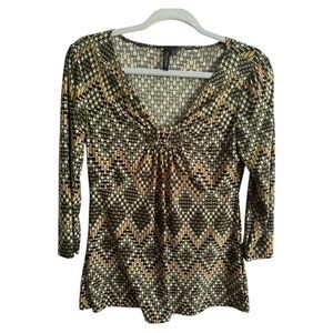 Olivia Paige Elegant Women's Gold and Black Blouse size PS